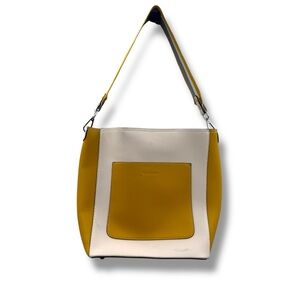 BROMEN Yellow Cream Colorblock Shoulder Bag‎ Women’s Structured Tote Purse